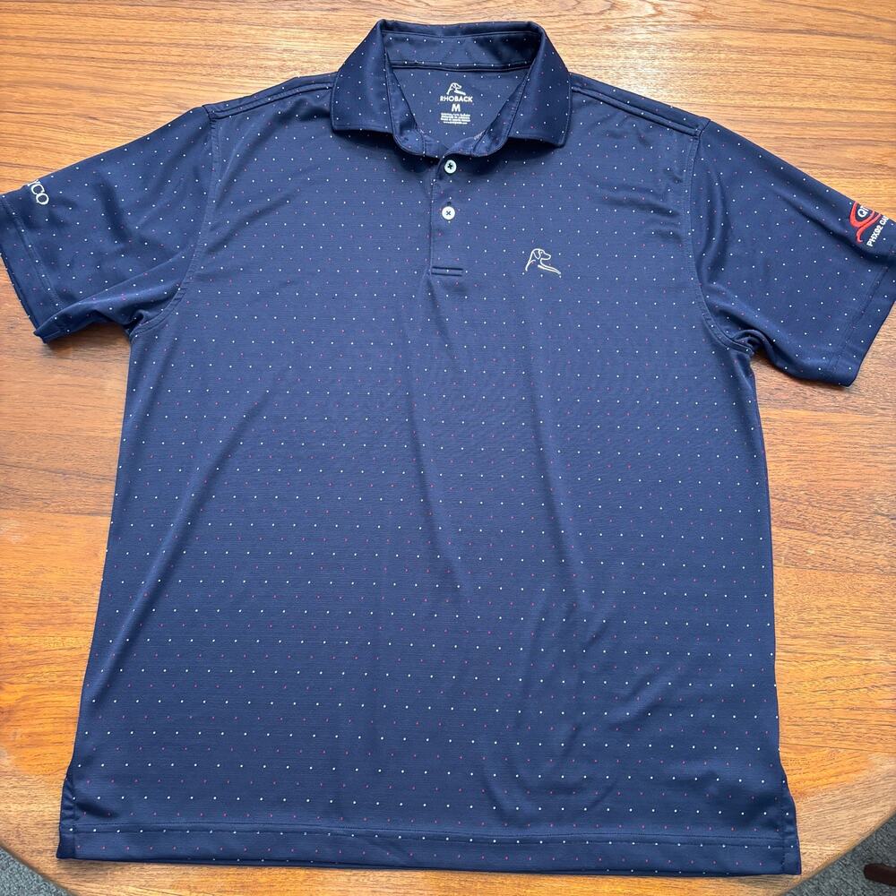 RHOBACK Men's Navy Blue Short Sleeve Golf Polo Shirt Size Medium
